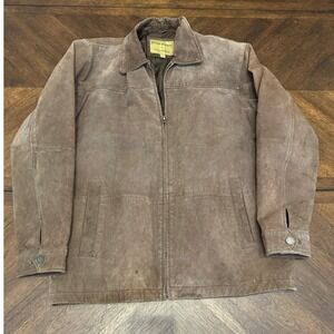Boston Harbour Mens Brown Genuine Leather Full Zip Outdoorwear Jacket Size M